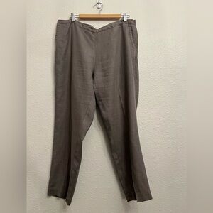 Eileen fisher 100% linen side zipper pull on pant size Large